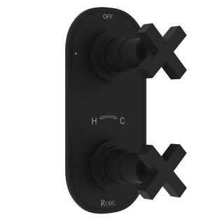 Matte Black Thermostatic Shower Valve Trim with Diverter