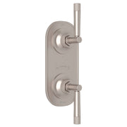 Hero | complete Satin Nickel thermostatic trim with two handles and wall plate