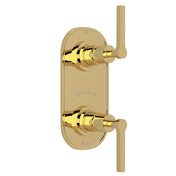 Thermostatic Shower Control Plate with Diverter, Unlacquered Brass