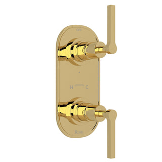 Thermostatic Shower Control Plate with Diverter, Unlacquered Brass