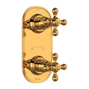 Hero | complete Italian Brass thermostatic shower trim with two handles and wall plate