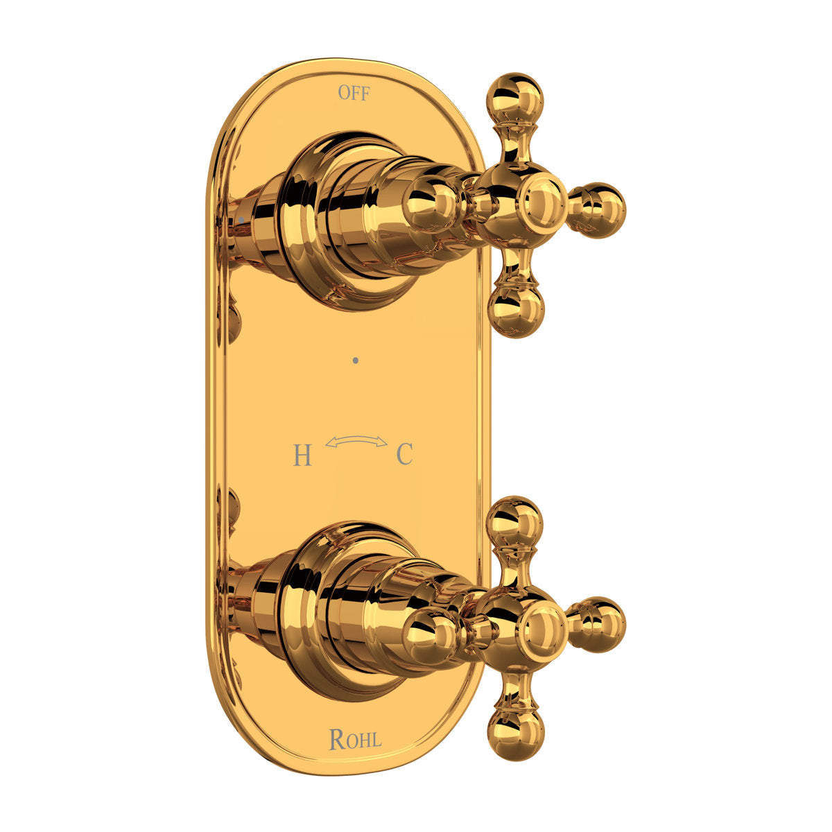 Hero | complete Italian Brass thermostatic shower trim with two handles and wall plate