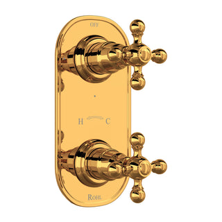 Two-Handle Thermostatic Shower Valve Trim, Italian Brass