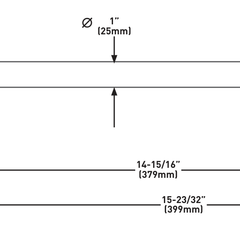 Dimensions | 15-Inch Wall Mount Shower Arm in Polished Nickel manufacturer specification drawing with dimensions