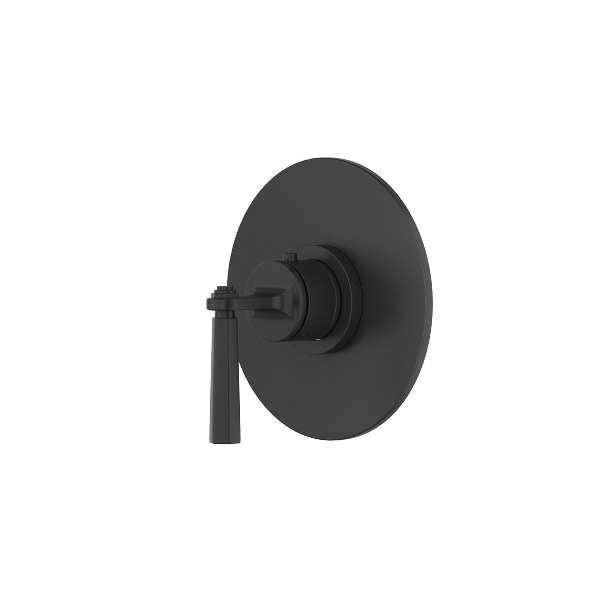 Product view | Complete matte-black thermostatic shower trim plate and control lever