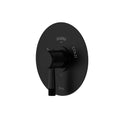 Hero | Matte Black thermostatic shower trim with round wall plate and knurled control