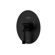Hero | Matte Black thermostatic shower trim with round wall plate and knurled control