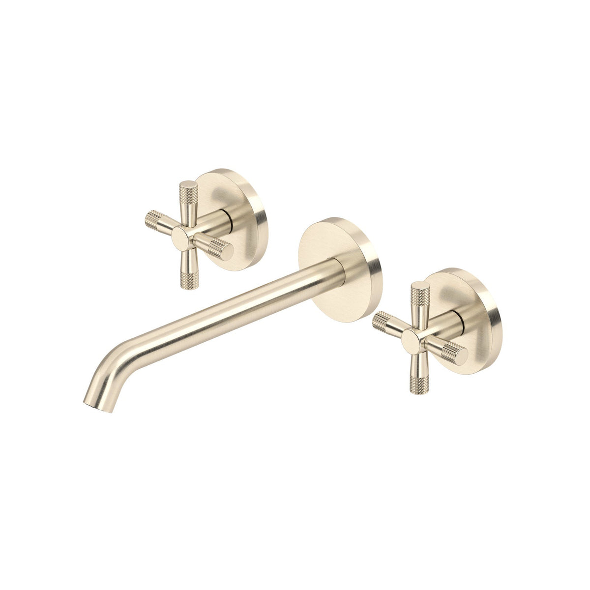 Hero | Complete Satin Nickel wall-mount lavatory faucet trim on white