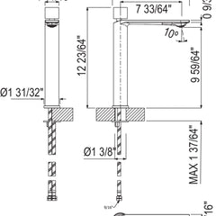 Dimensions | dimensional drawing for tall single-handle bathroom sink faucet