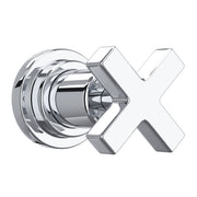 Detail | polished chrome shower trim with cross handle and wall plate
