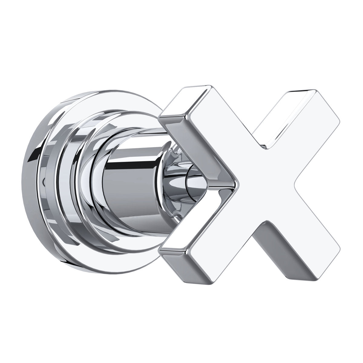 Detail | polished chrome shower trim with cross handle and wall plate