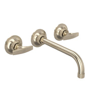 Hero | Complete Satin Nickel wall-mount lavatory faucet trim with two lever handles