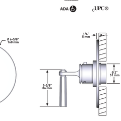 Dimensions | 3/4-Inch Matte Black Thermostatic Shower Control Trim manufacturer specification drawing with dimensions