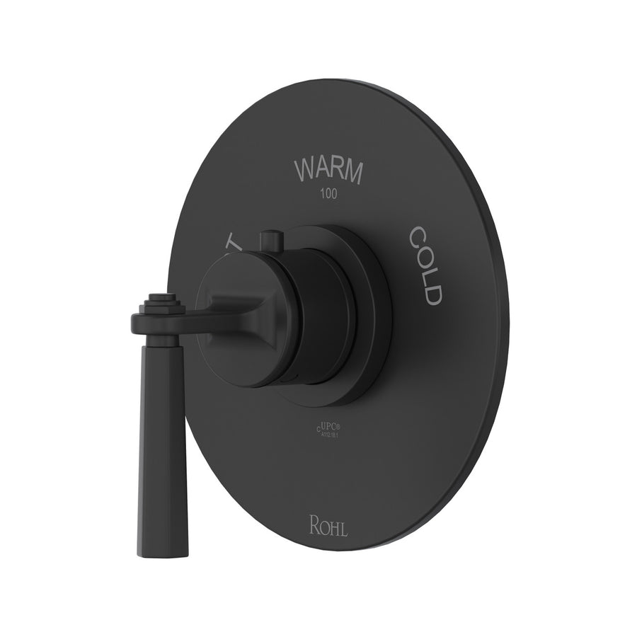 Product view | 3/4-Inch Matte Black Thermostatic Shower Control Trim manufacturer product photograph