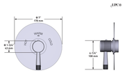 Dimensions | 3/4-Inch Matte Black Thermostatic Shower Control, Temperature Only manufacturer specification drawing with dimensions