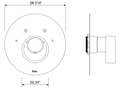 Dimensions | 3/4 in Matte Black Thermostatic Shower Trim Without Volume Control manufacturer specification drawing with dimensions