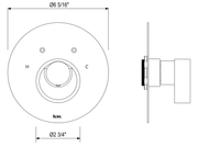 Dimensions | 3/4 in Matte Black Thermostatic Shower Trim Without Volume Control manufacturer specification drawing with dimensions