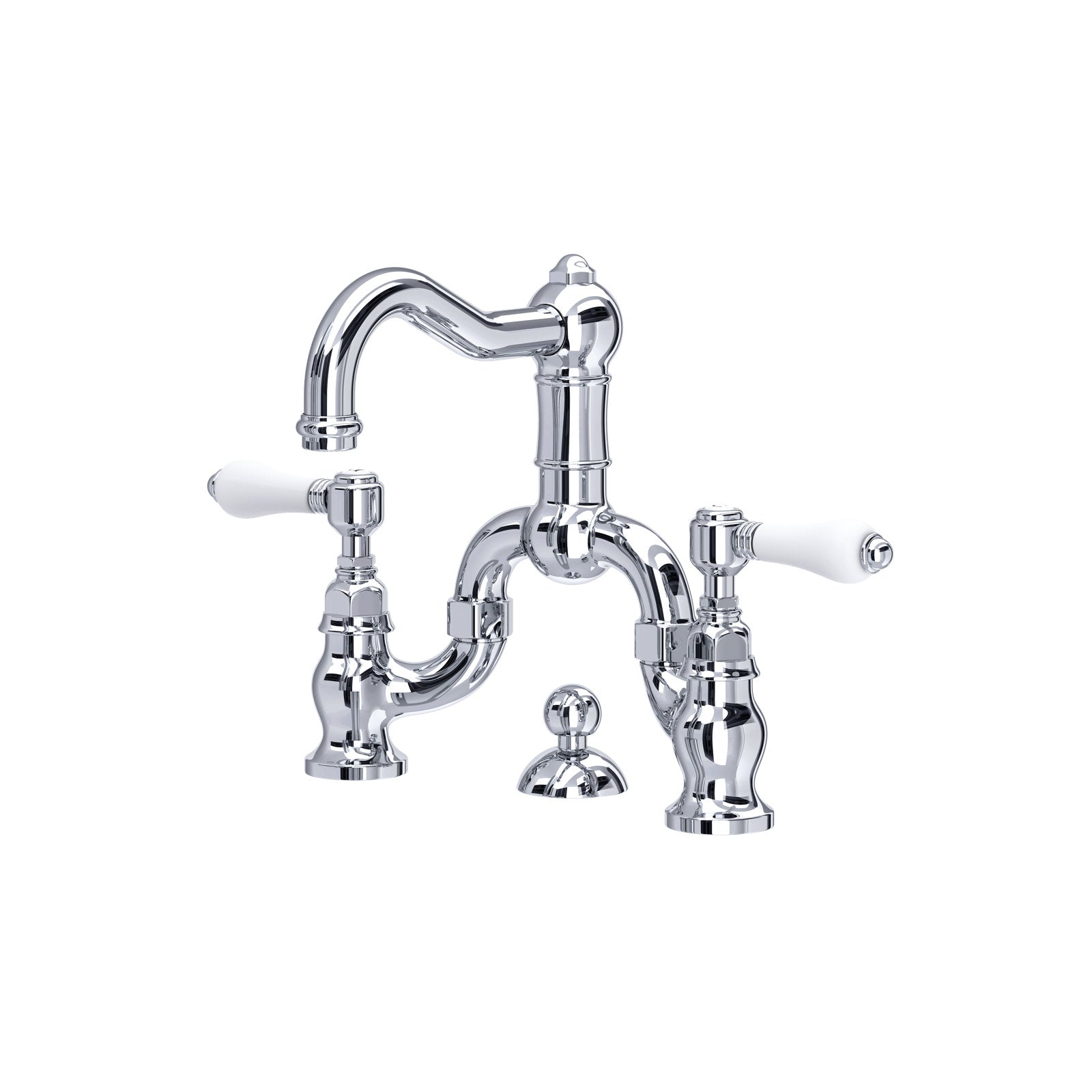Hero | complete Polished Chrome two-handle bridge faucet on white