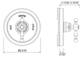 Dimensions | 3/4 in Polished Chrome Thermostatic Shower Trim Without Volume Control manufacturer specification drawing with dimensions