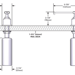 Dimensions | Polished Nickel Counter Soap Dispenser manufacturer specification drawing with dimensions