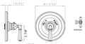 Dimensions | 3/4 in Polished Nickel Thermostatic Shower Control, No Volume Control manufacturer specification drawing with dimensions