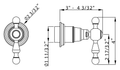Dimensions | Polished Nickel Volume Control and Diverter Shower Trim manufacturer specification drawing with dimensions
