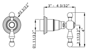 Dimensions | Polished Nickel Volume Control and Diverter Shower Trim manufacturer specification drawing with dimensions