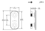 Dimensions | Satin Nickel 1/2-Inch Thermostatic Shower Control With Diverter manufacturer specification drawing with dimensions