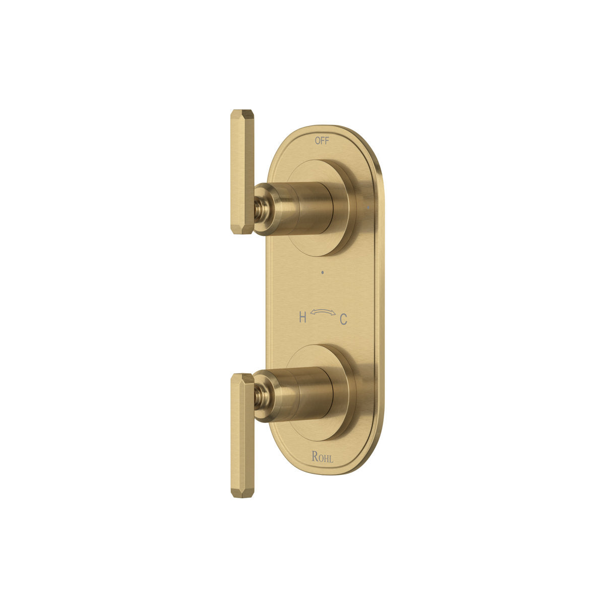 Hero | complete Antique Gold two-handle shower control trim on white