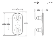 Dimensions | Antique Gold Two-Handle Shower Control manufacturer specification drawing with dimensions