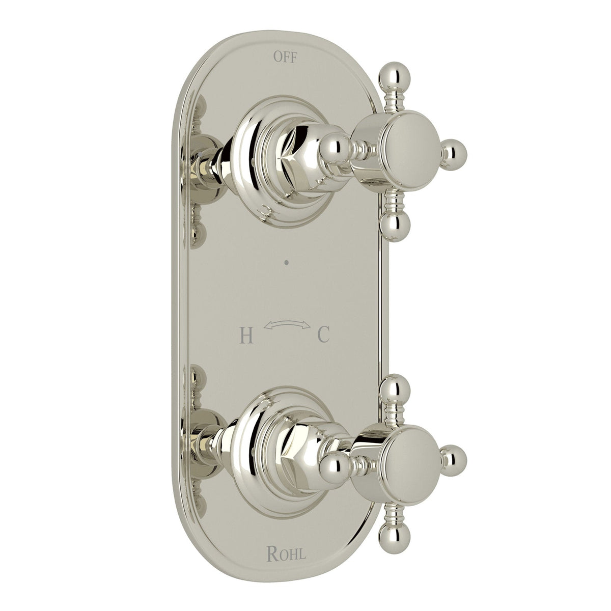 Hero | complete Polished Nickel thermostatic shower trim with diverter plate and two controls