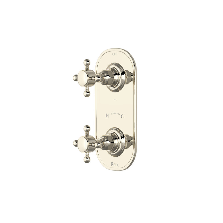 Product view | Shower Control Plate, 1/2″ Polished Nickel Thermostatic Trim/Diverter manufacturer product photograph