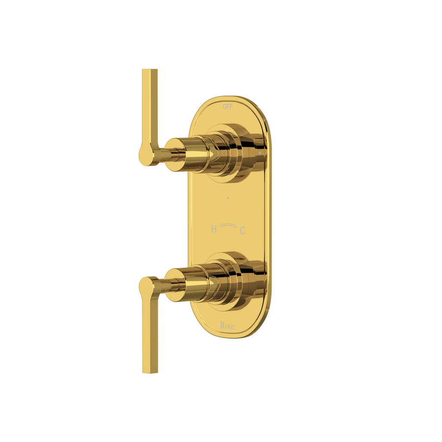 Product view | Thermostatic Shower Control Plate with Diverter, Unlacquered Brass manufacturer product photograph