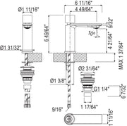 Specifications | installation dimensions and connection graphic for single-handle lavatory faucet
