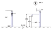 Dimensions | Tall Vessel Sink Faucet in Antique Gold manufacturer specification drawing with dimensions