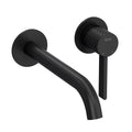 Product view | Complete Matte Black wall-mount single-handle lavatory faucet trim with curved spout
