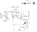 Dimensions | Three-Hole Bathroom Sink Faucet, Polished Nickel manufacturer specification drawing with dimensions