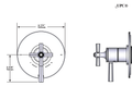 Dimensions | Two-Function Thermostatic Pressure-Balance Shower Trim, Matte Black manufacturer specification drawing with dimensions