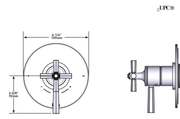 Dimensions | Two-Function Thermostatic Pressure-Balance Shower Trim, Matte Black manufacturer specification drawing with dimensions