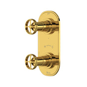 Two-Handle Unlacquered Brass Shower Valve Trim