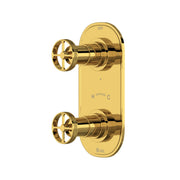 Hero | complete Unlacquered Brass thermostatic shower trim with two handles