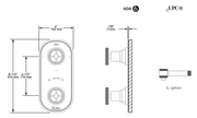 Dimensions | Two-Handle Unlacquered Brass Shower Valve Trim manufacturer specification drawing with dimensions