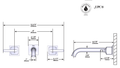Dimensions | Wall-Mount Bathroom Sink Faucet Trim manufacturer specification drawing with dimensions