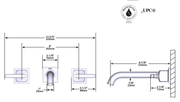 Dimensions | Wall-Mount Bathroom Sink Faucet Trim manufacturer specification drawing with dimensions