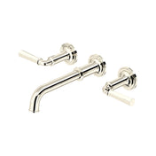 Wall-Mount Arc-Spout Double-Control Faucet Fixture, Polished Nickel