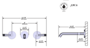 Dimensions | Wall-Mounted Bathroom Sink Faucet Trim in Antique Gold manufacturer specification drawing with dimensions