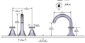 Dimensions | Satin Nickel Widespread Lavatory Faucet With C-Spout manufacturer specification drawing with dimensions