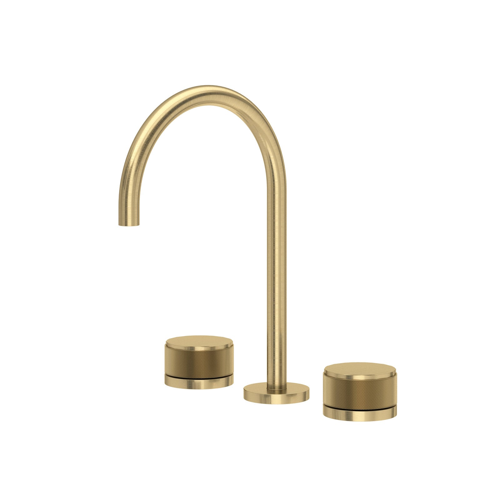 Hero | Complete Antique Gold widespread lavatory faucet with C-spout on white