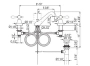 Specifications | Rough-in and dimensions diagram for the Polished Nickel widespread faucet