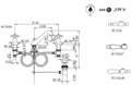 Dimensions | Polished Nickel Widespread Lavatory Faucet With C-Spout manufacturer specification drawing with dimensions